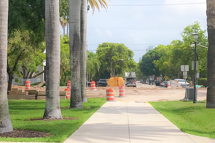 11th Street on South Beach in the process of being raised to adapt to sea level rise